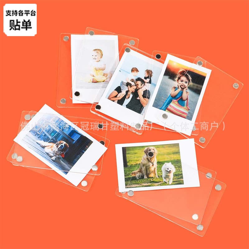 Transparent Acrylic Refrigerator Magnetic Photo Frame Double Sided Photo Magnet Frame Photo Fujifilm Display Frame