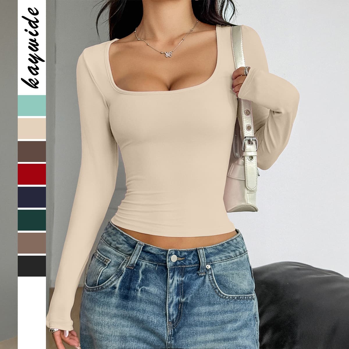 Women's Cross-Border European and American Y2K Hot Girl Solid Color Long-Sleeve Vest T-Shirt 2025 Spring/Summer Amazon New Chinese Style Set