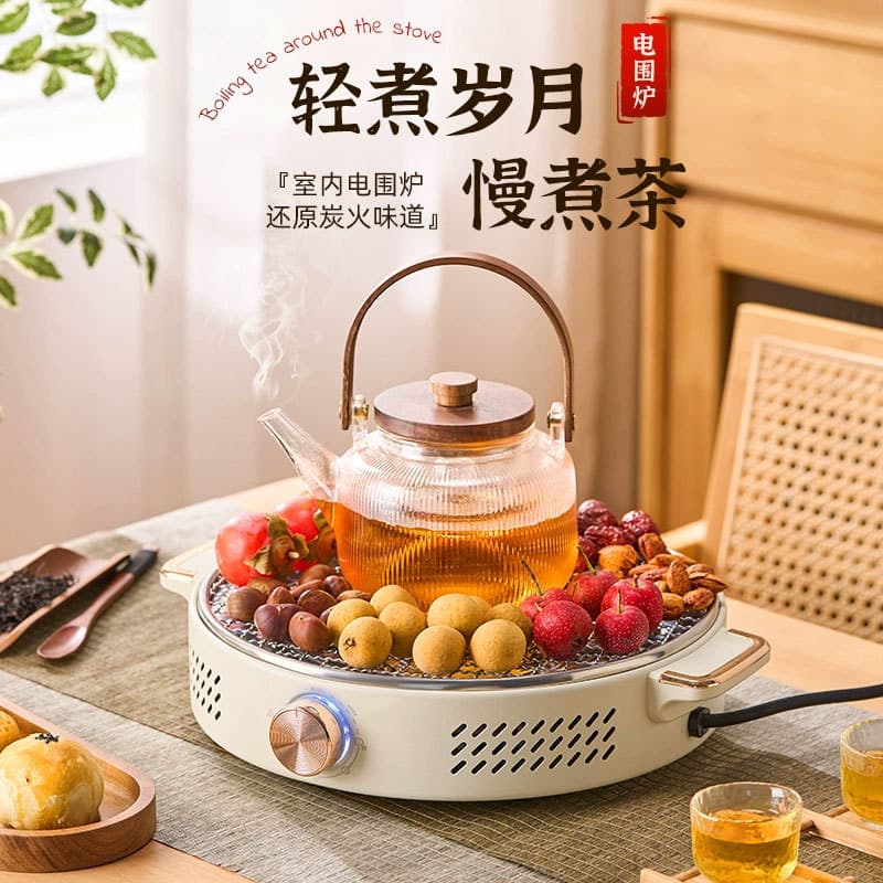 Electric Stove for Home Use, Tea Boiling & Barbecue, Indoor Heating, Full Set Grill & Tea Ceramic Stove