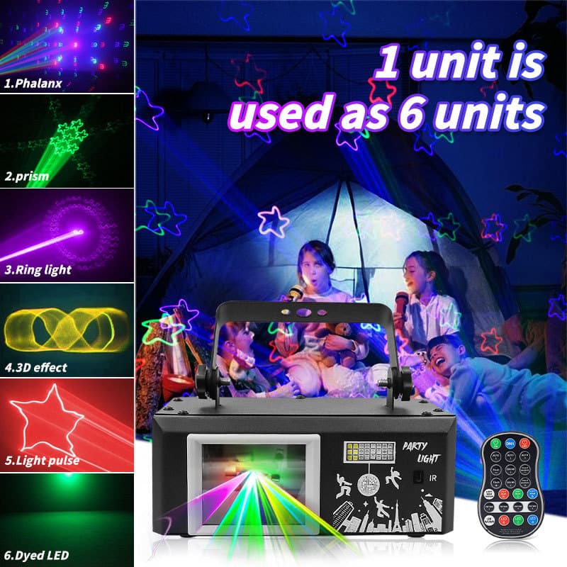 New Full Color Single Projection 5D Animated Light Beam Laser Projector with Thousands of Patterns, Sound-Activated DJ Stage Atmosphere Light