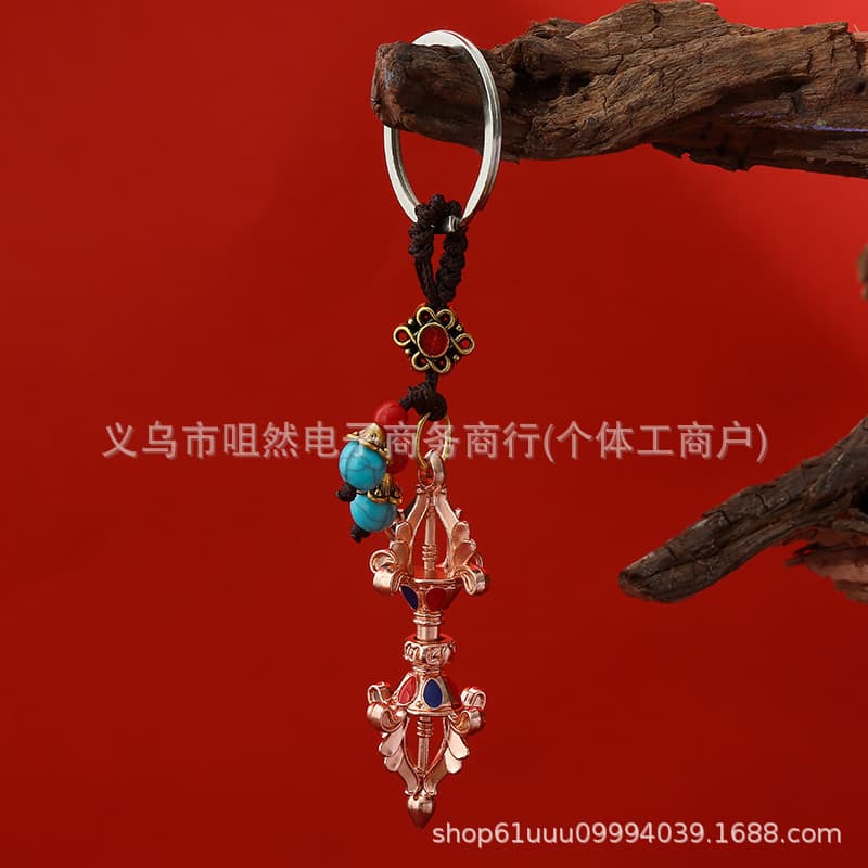 Vajra New Tibetan Jewelry Alloy Cross Bag Car Keychain Decoration Wholesale