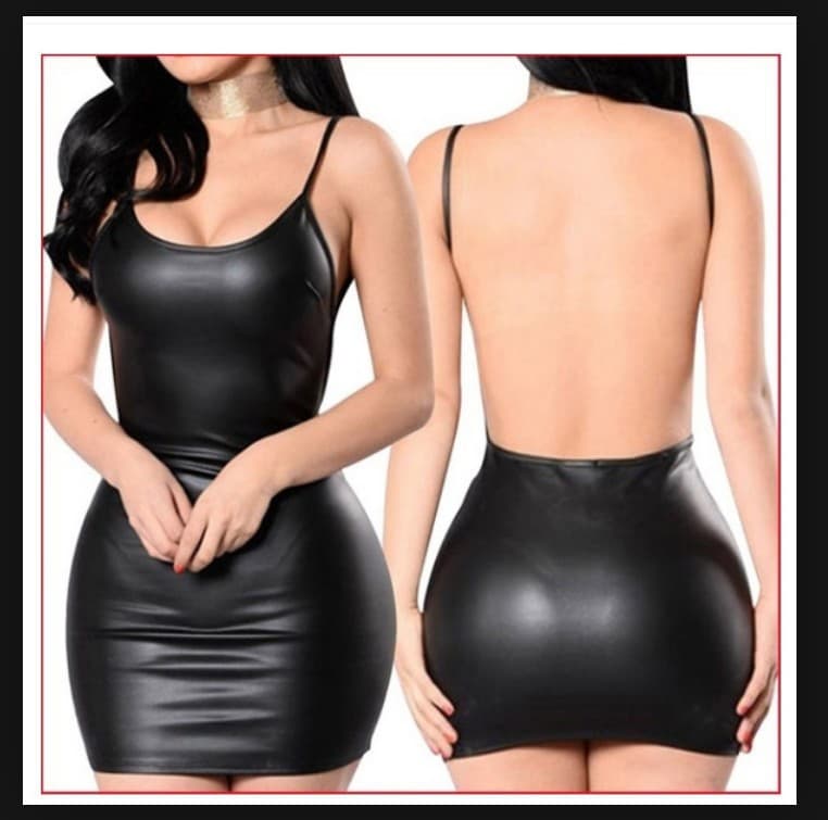 European Style Black Painted Leather Sexy Backless Lingerie Set