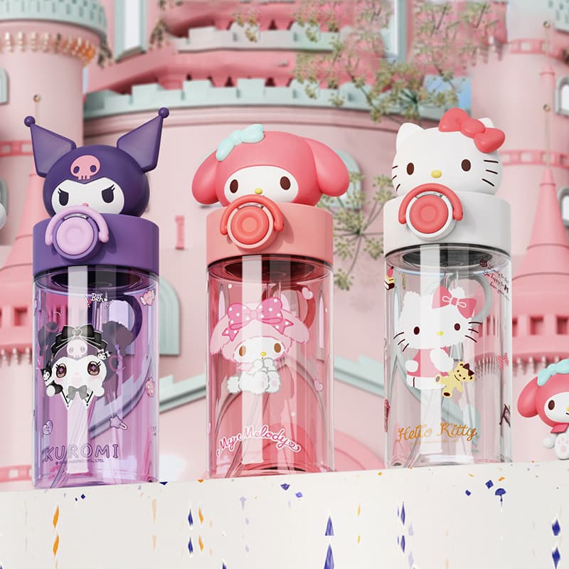 Water Bottle Summer Cross-border Sanrio Water Bottle Student Water Bottle Back to School Essential Pocket Cup Portable Water Bottle High Aesthetic