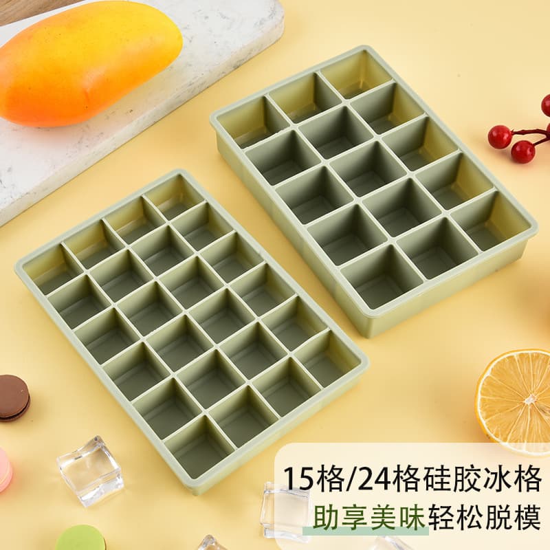 In Stock Silicone Ice Cube Tray Mold for Home Use 15-Cell DIY Ice Maker Freezer Storage Box with Lid Food Grade