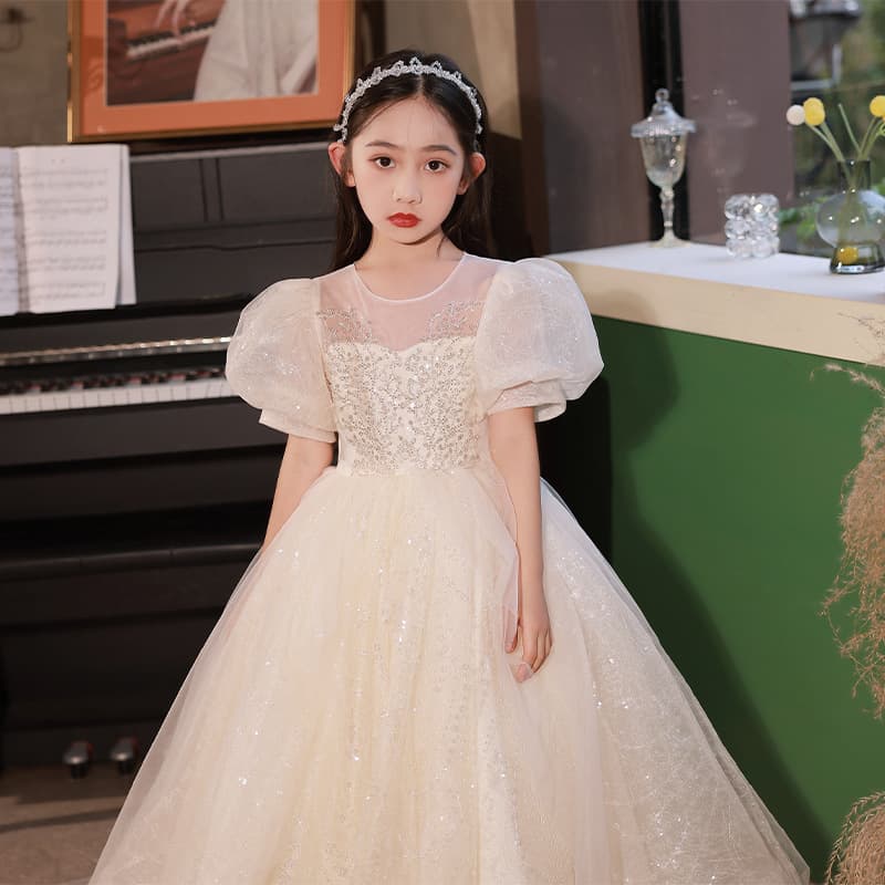 Princess Style Birthday Girl's Dress Children's Ceremony Performance Costume Flower Girl Host Piano Show Outfit Spring Autumn