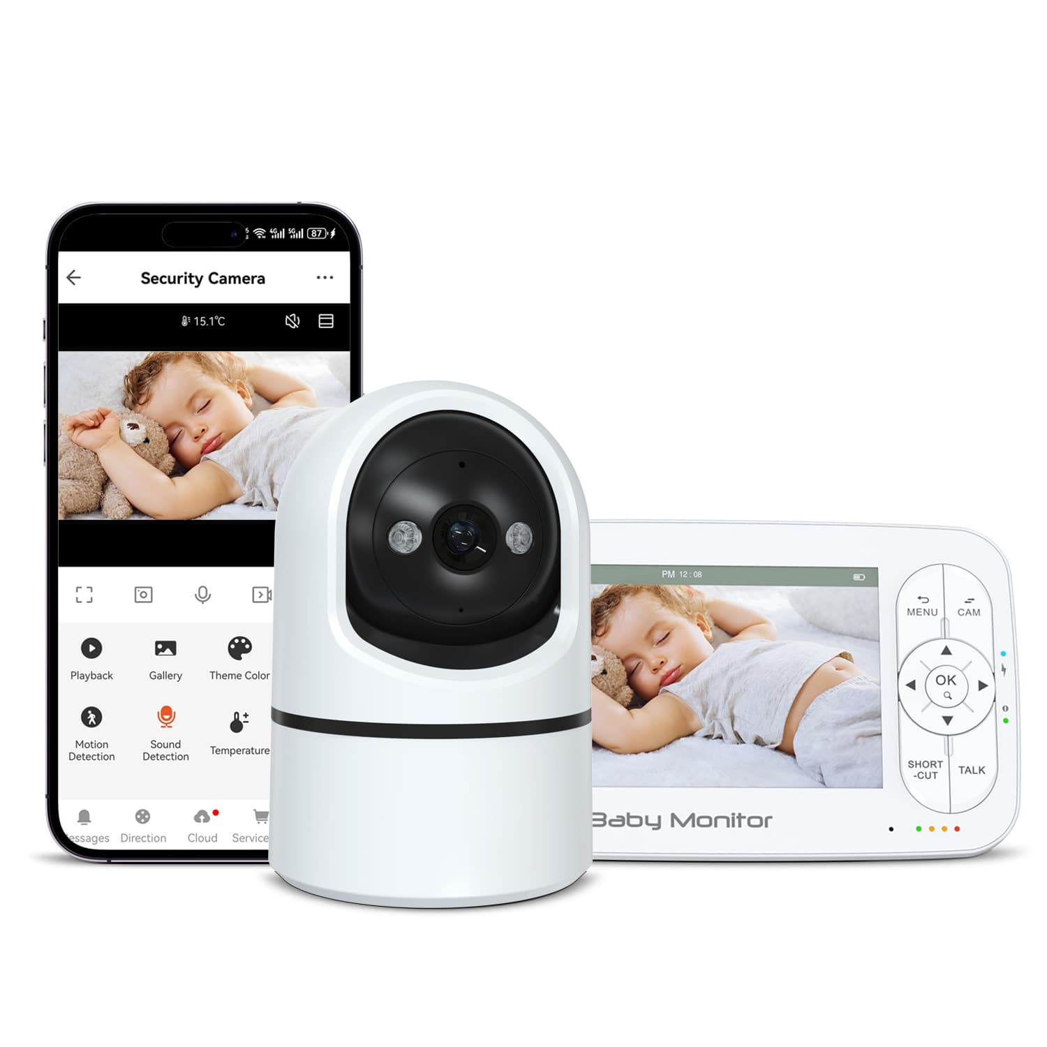 Tuya Video Baby Monitor Home Use 5inch Monitors Two-Way Intercom Infrared Night Vision Baby Monitoring Camera