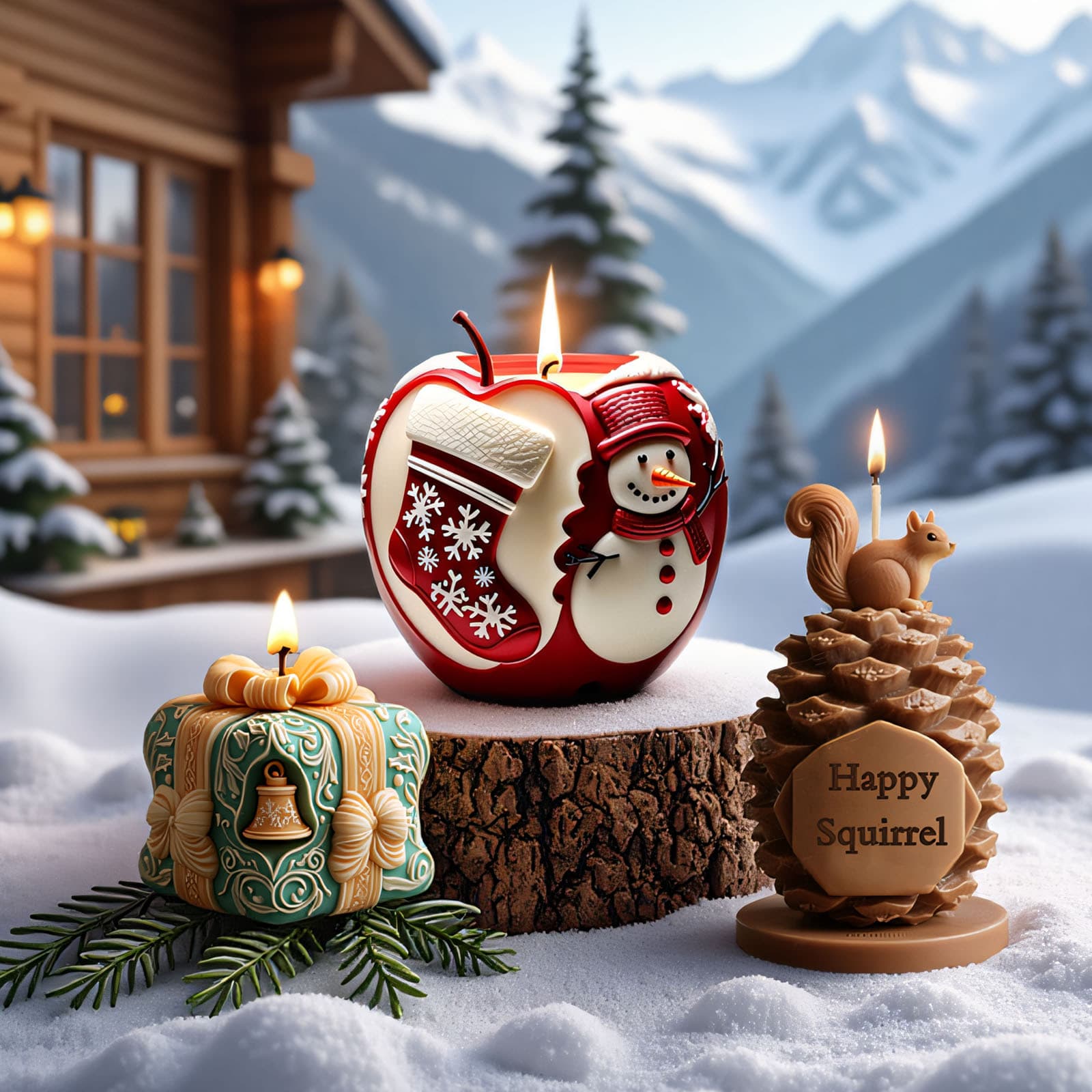 Wenxin Christmas Series Aromatherapy Candle Silicone Mold DIY Christmas Decoration Apple 3D Mold