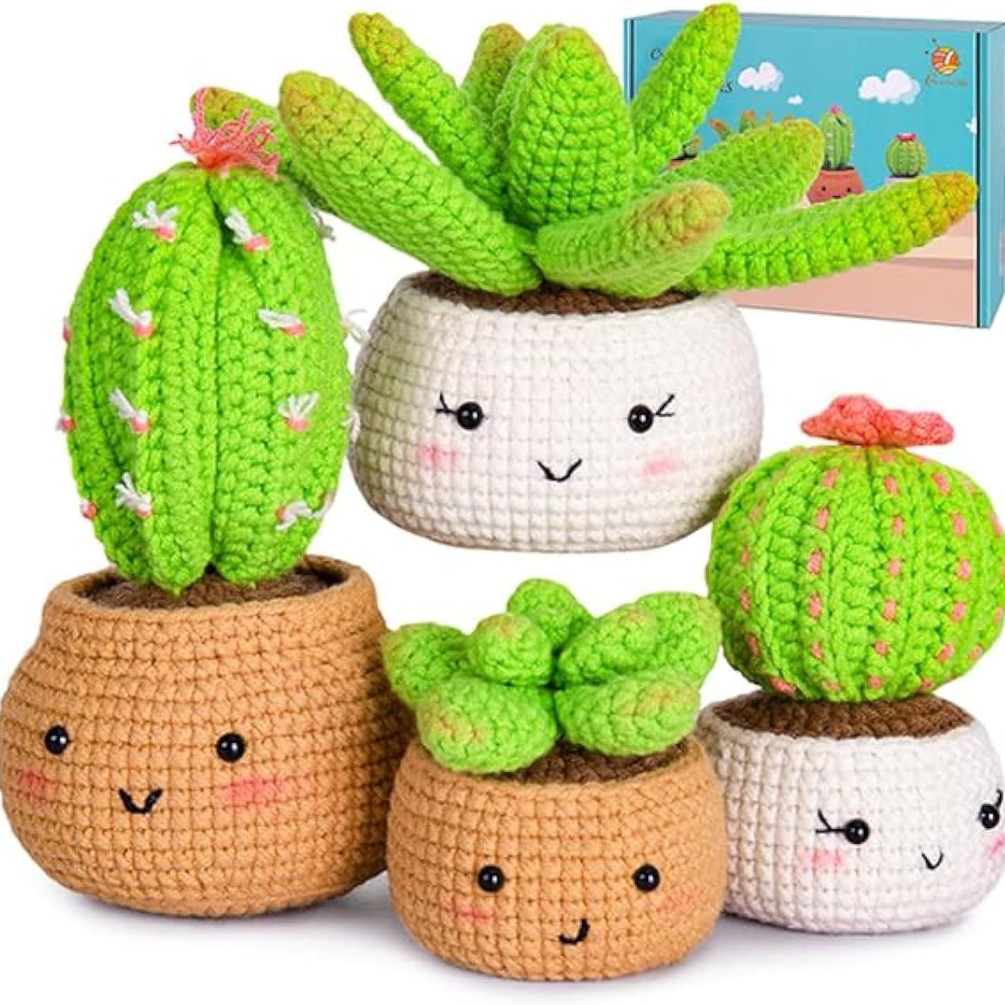 English crochet material package hand-knitted crochet doll woolen animal potted plant cross-border hot selling crochet material package