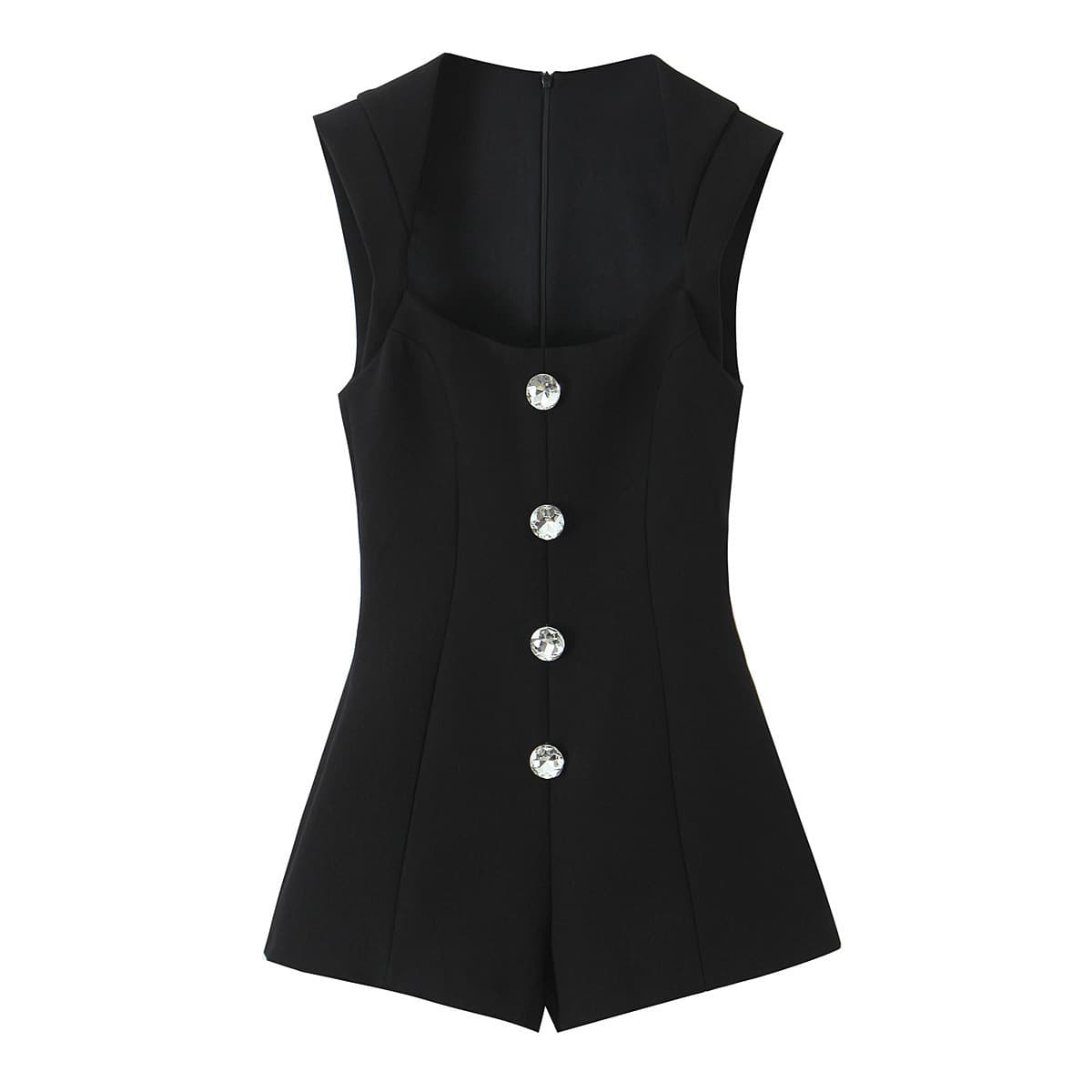 European and American Cross-Border Women's New Jewelry Button Decorated Short Jumpsuit
