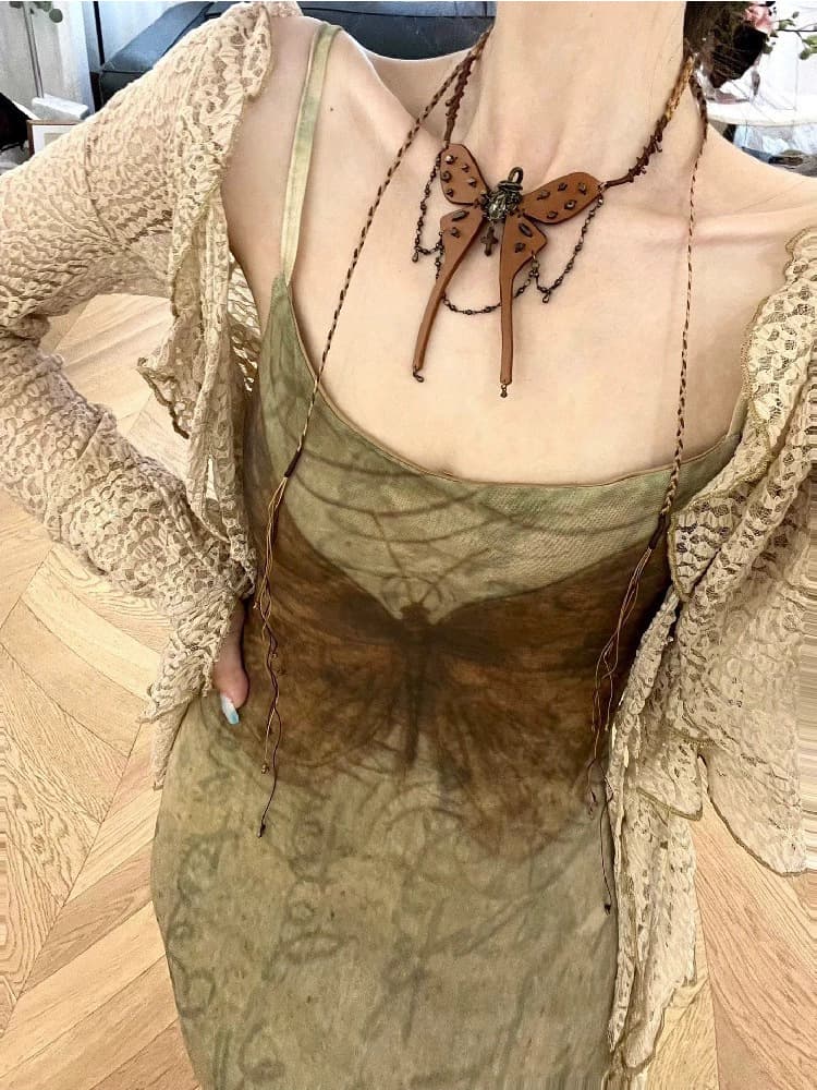 Chinese retro slip dress set for women, summer new design unique sexy irregular knit cardigan