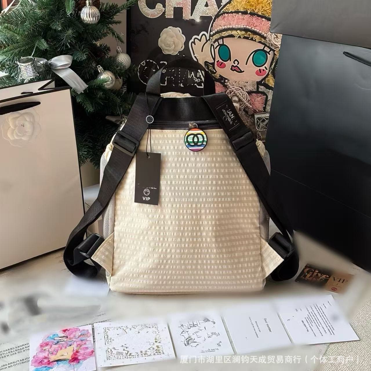 VIP Gift Vintage Sporty Drawstring Bucket Backpack Canvas Mesh Patchwork Casual Versatile Bag