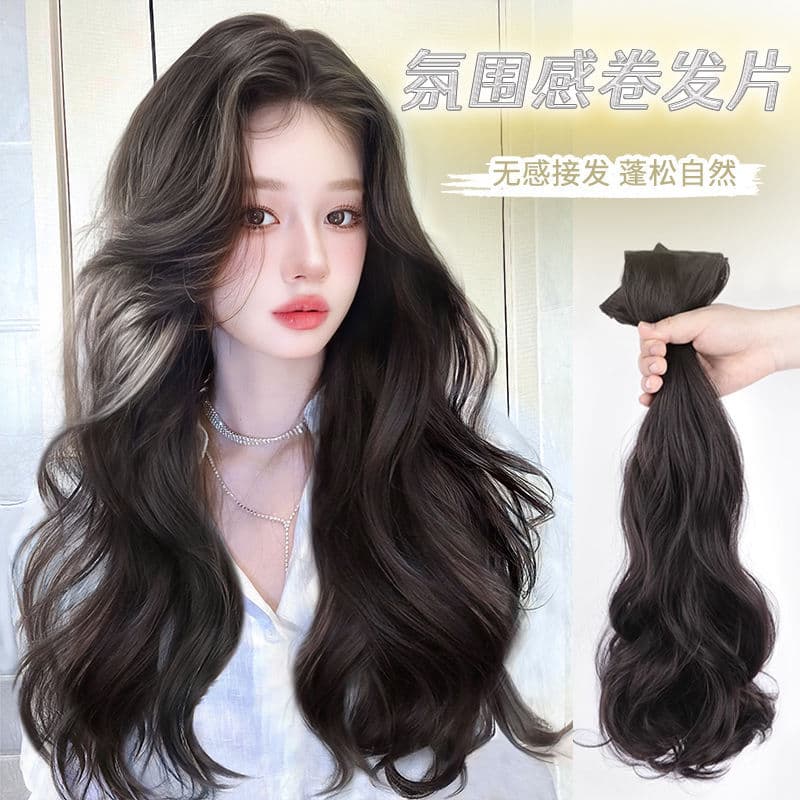 Women's Three-Piece Long Wavy Hair Extension Clip-Ins, Voluminous Invisible Seamless Big Wave Hair Pieces