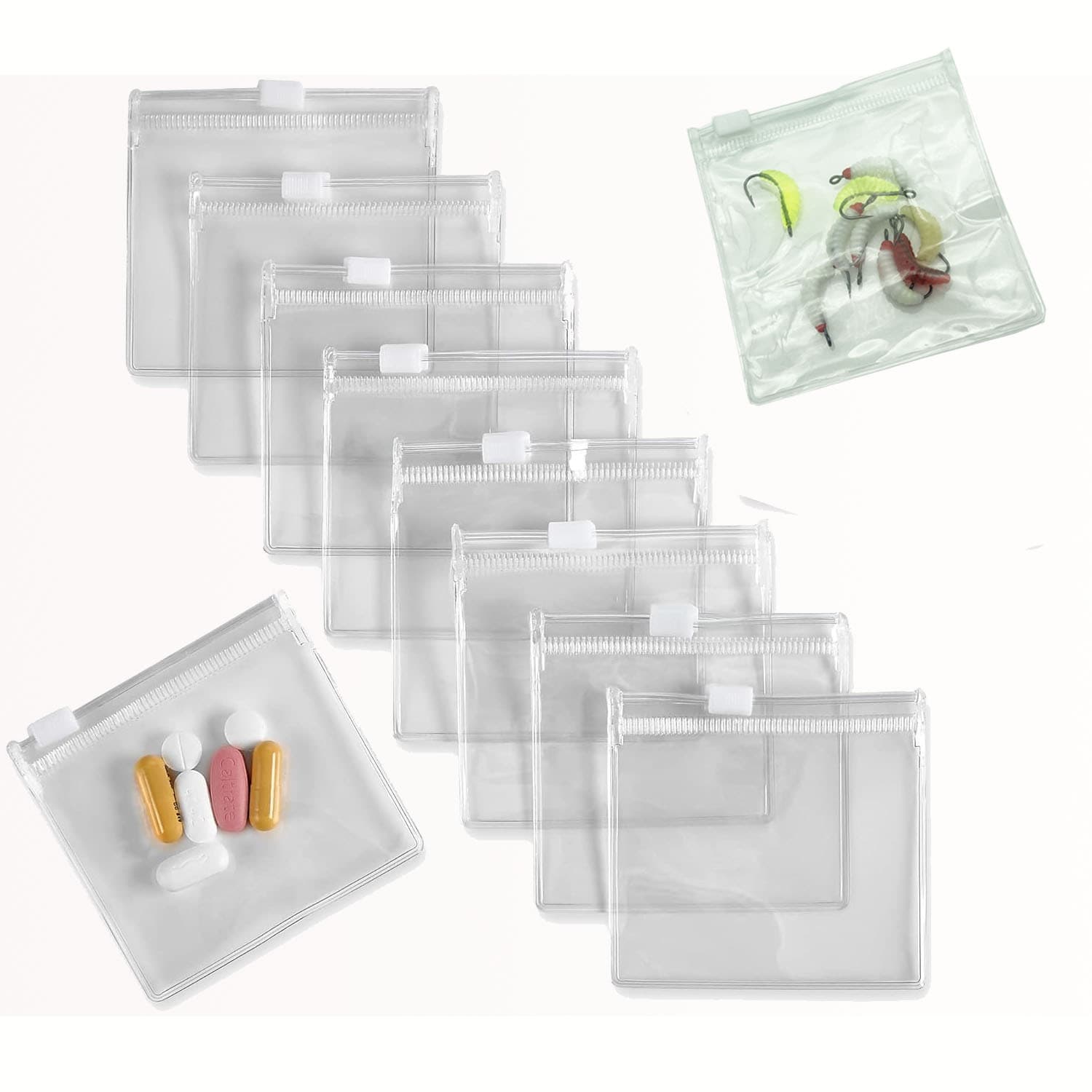 Transparent PVC zipper bags for jewelry, ornaments, medicine, figurines, and other storage. Wholesale PVC zipper bags.