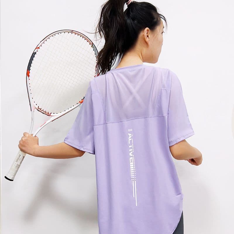 Women's Short Sleeve Sports T-Shirt Summer New Running Breathable Yoga Top Loose Fit Plus Size Activewear