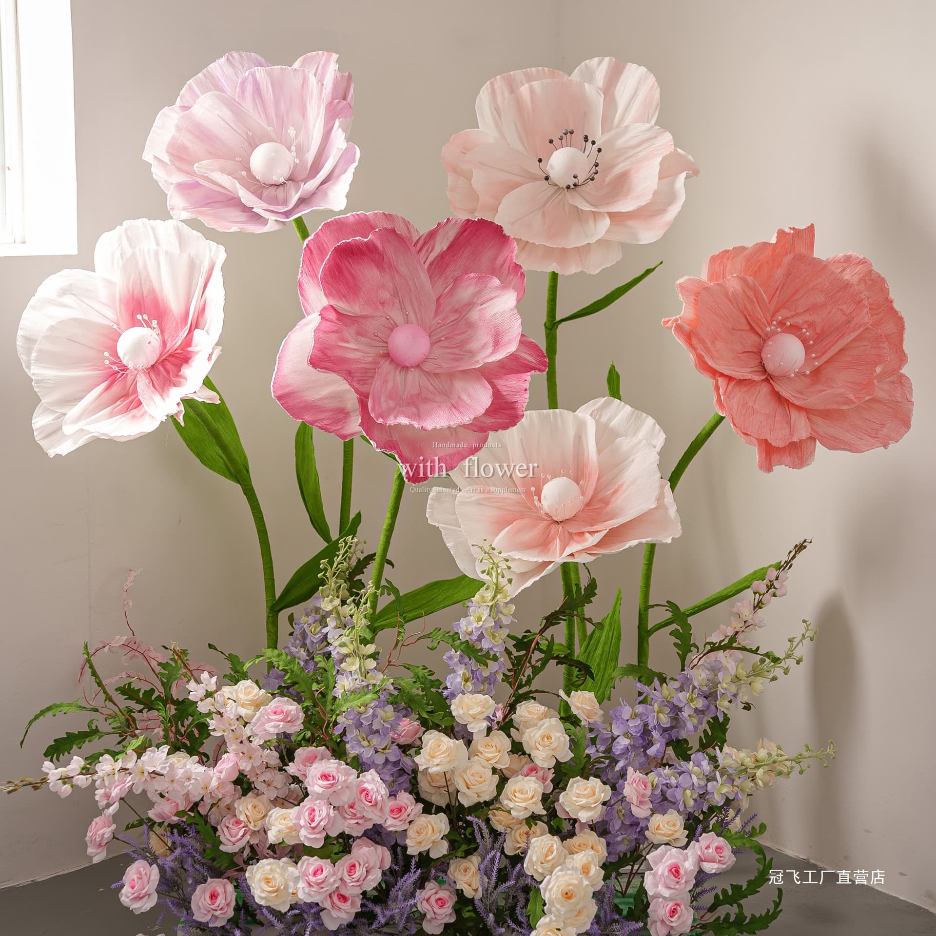 Giant Paper Art Flower Mall Decoration Floral Art Paper Poppy Window Display Wedding Guide Simulation Fake Flowers Wedding Room