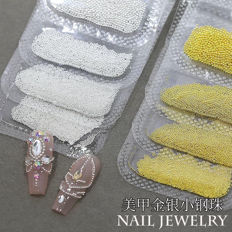 Mini round Beads Nail Jewelry Gold And Silver Color 0.4mm Size Small Steel Ball for Nail Drill Accessories Wholesale