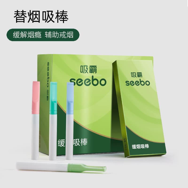 Seebo/Xuba smoking cessation alternatives: Fruit-flavored to help relieve cravings, freshen breath, and provide a cooling sensation. Cigarette mouthpiece/stick.
