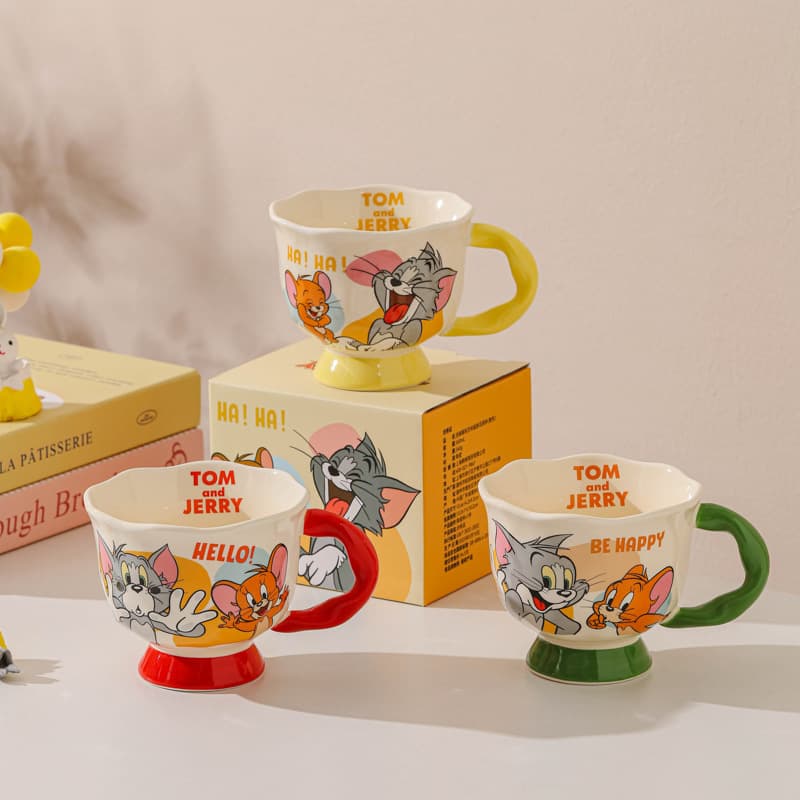 Tom and Jerry Co-branded Ceramic Mug, High-Quality Cute Couple Cup for Home Breakfast, Birthday Gift