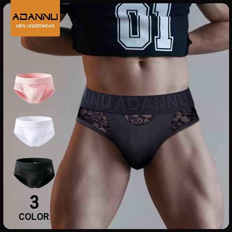 Lace Underwear for Men Modal Low-Rise Triangle Briefs High-Fashion Summer Thin Underwear Factory Direct