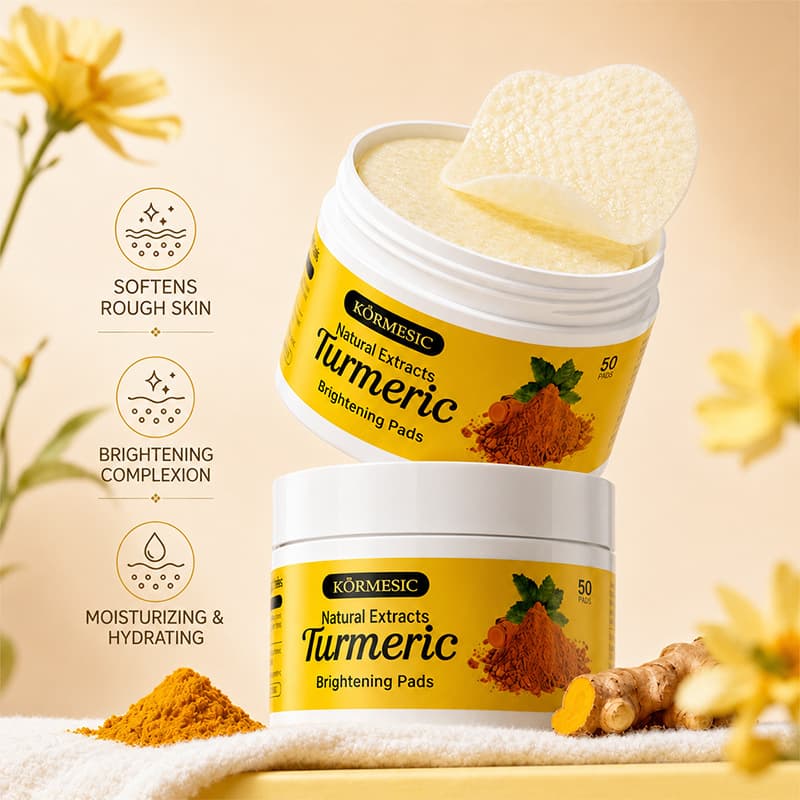 KORMESIC Turmeric Cotton Pads Wet compress cotton pads natural turmeric plant extract brightens skin tone