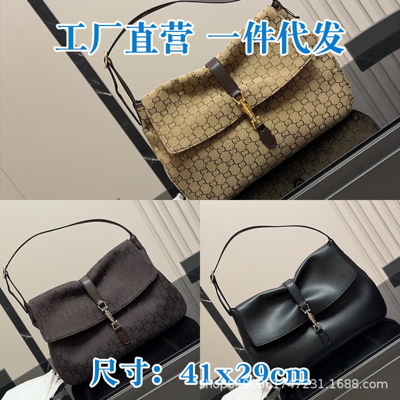 Large Jackie Lock Hardware Shoulder Bag G Brand Fashion Shoulder Bag Crossbody Bag Underarm Bag Genuine Leather Canvas Bag