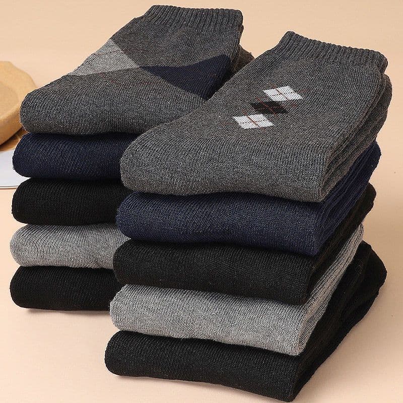 Thickened WarmFleece-Lined Men's Socks Autumn/Winter Middle-Aged And Elderly Loose Tunnel High Quality Cotton Socks