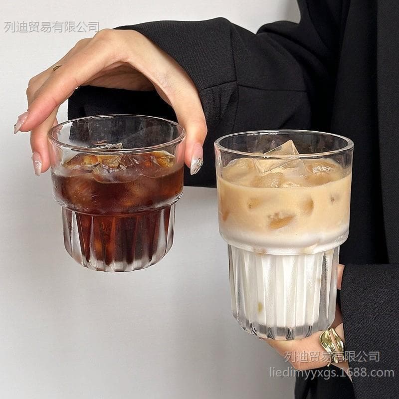ins style stackable Australian white coffee cup iced American latte glass latte art cup beverage cup juice cup breakfast cup