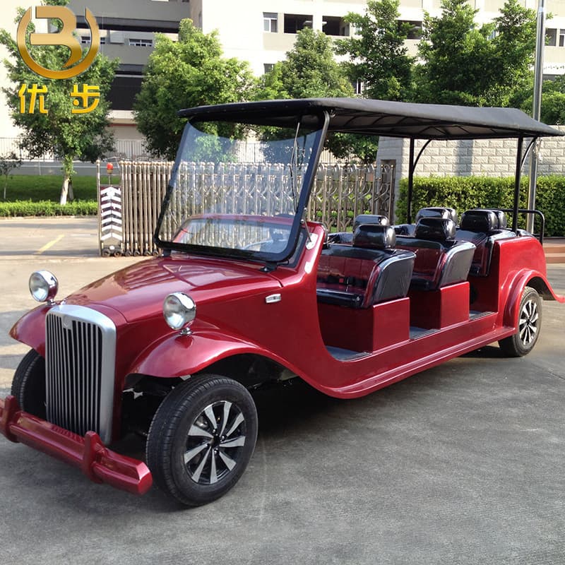 8-Seat Electric Vintage Sightseeing Car, Golf Cart, Retro Tourist Shuttle, Hotel Transfer Vehicle