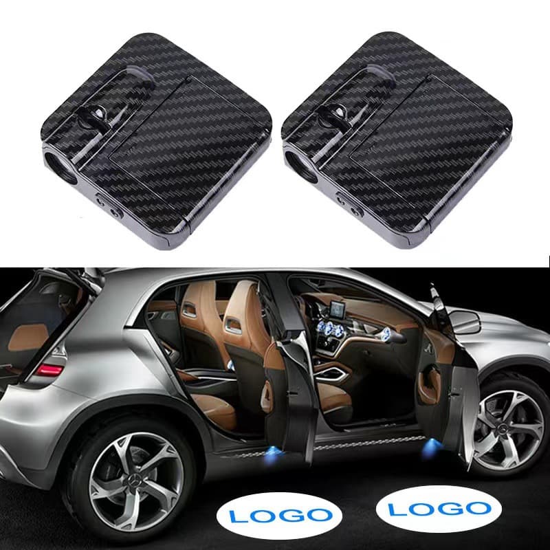 Upgraded Carbon Fiber Black High-Definition Car Door Welcome Light Wireless Infrared Induction Car Door Welcome Projection Light