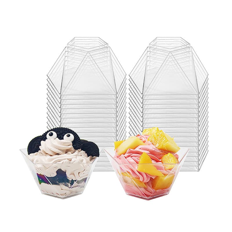 3.5oz Star Diamond Shape Jelly Cup Pudding Dessert Cup Tiramisu Cake Disposable Plastic Mousse Cup
