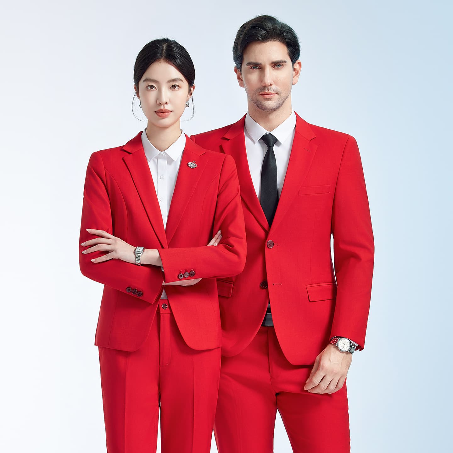 New Large Red Professional Suit Set Unisex Wrinkle-Free Blazer Business Formal Workwear for Office