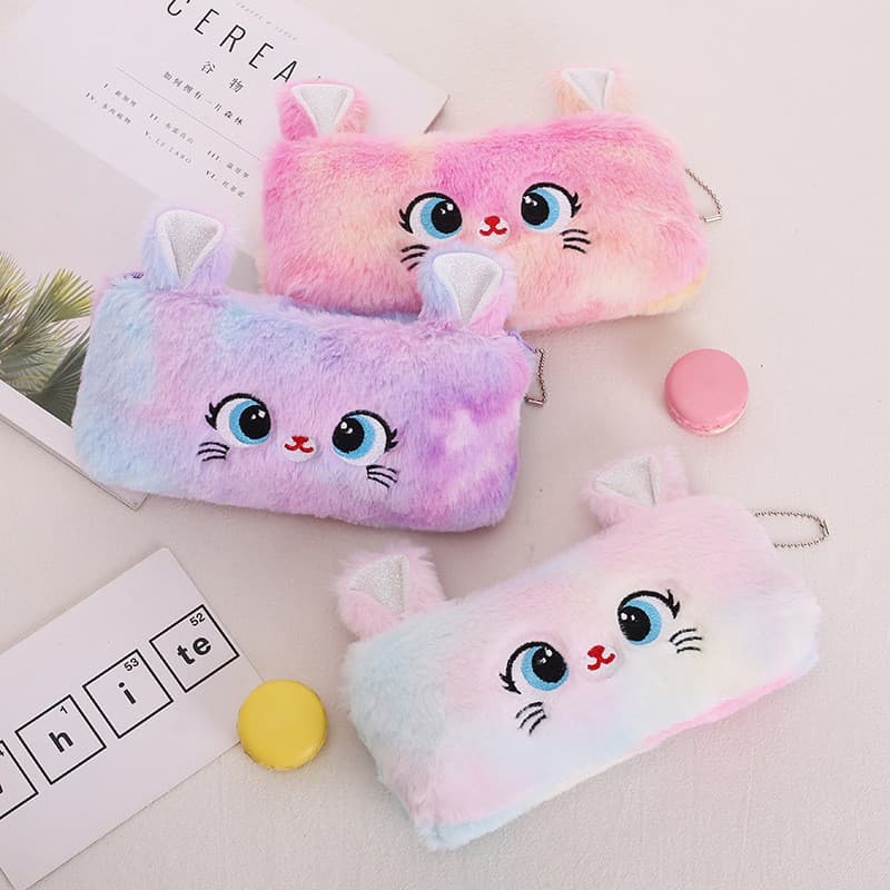 New cat large-capacity zipper pencil case cartoon creative simple female student stationery pencil case manufacturer batch