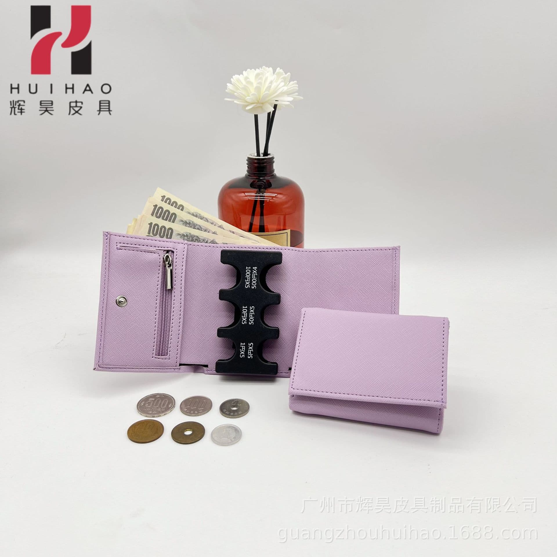 Hot-selling Japanese cross-pattern three-fold coin clip short wallet Simple pu imitation leather short multi-functional small wallet