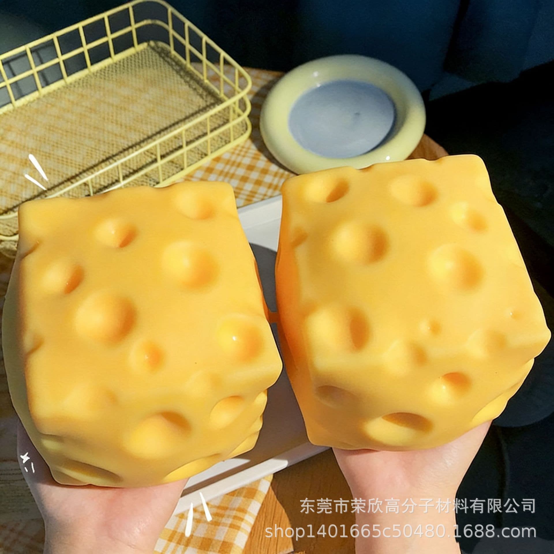 Cross-border popular square cheese squeeze decompression toy simulated tofu ball slow rebound vent decompression toy
