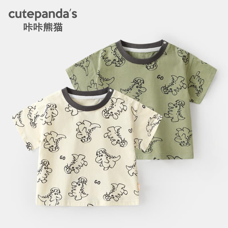 Kaka Panda Baby Clothes Boys Short-sleeved T-shirt Summer Clothes Girls Baby Children Casual Half-sleeved Top Summer