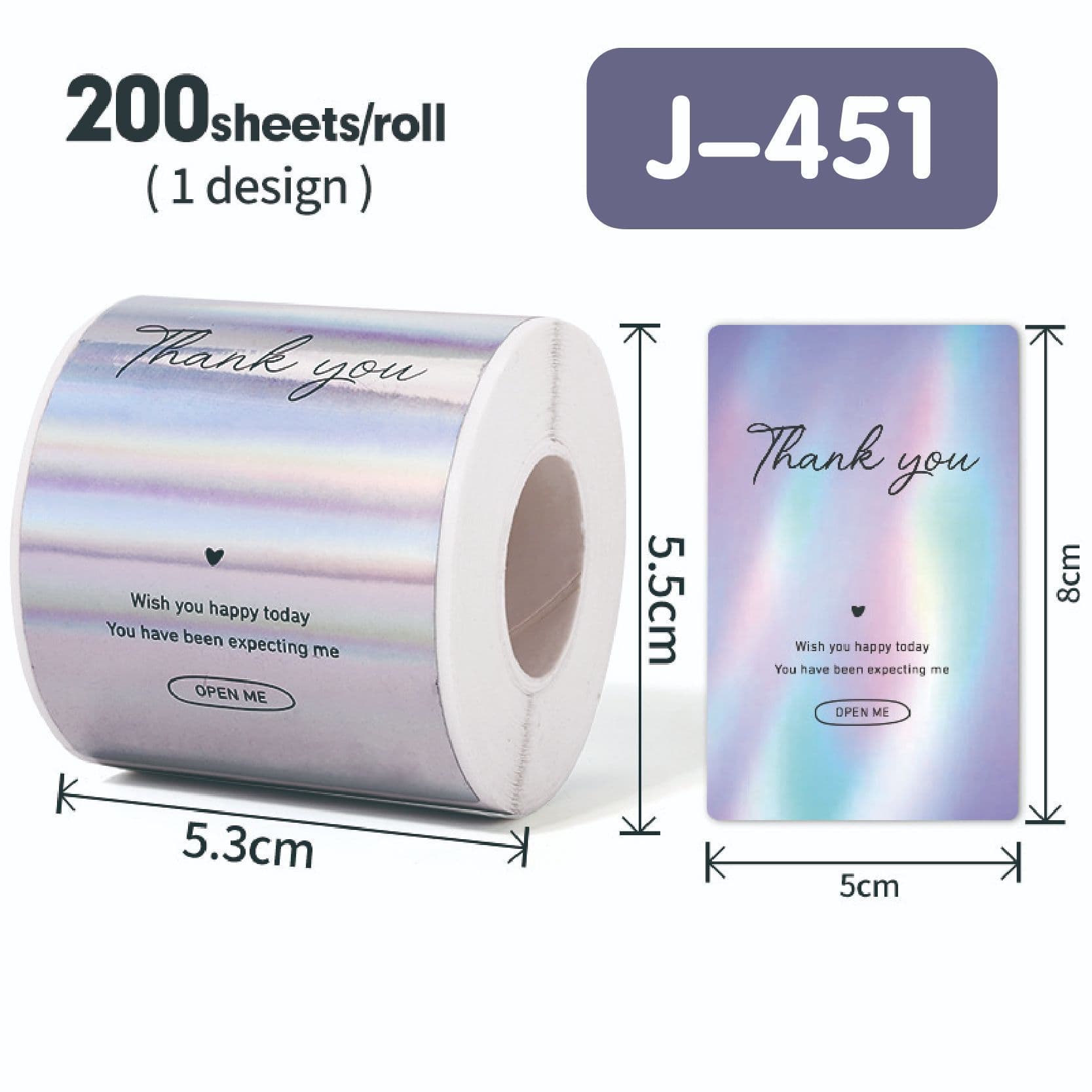 Laser thank you stickers Thank you cross-border foreign trade sealing stickers 1 inch thank you label stickers 200 sheets/roll