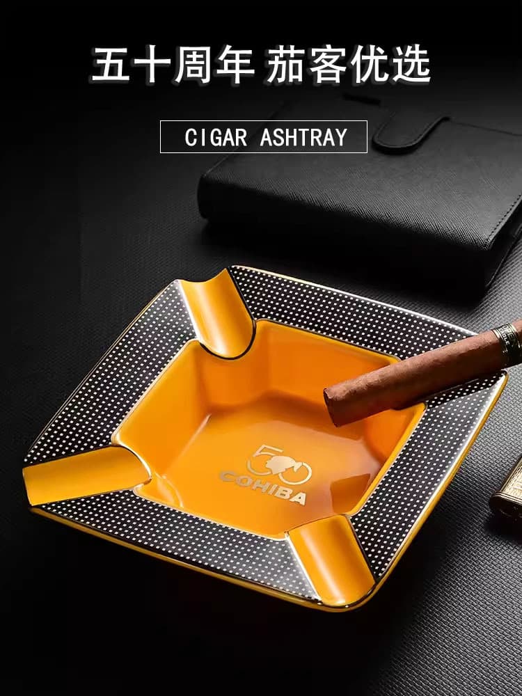 Eggplant Dragon Anniversary Cigar Ashtray European Style Ceramic Ashtray with Smoke Slot for Living Room Office