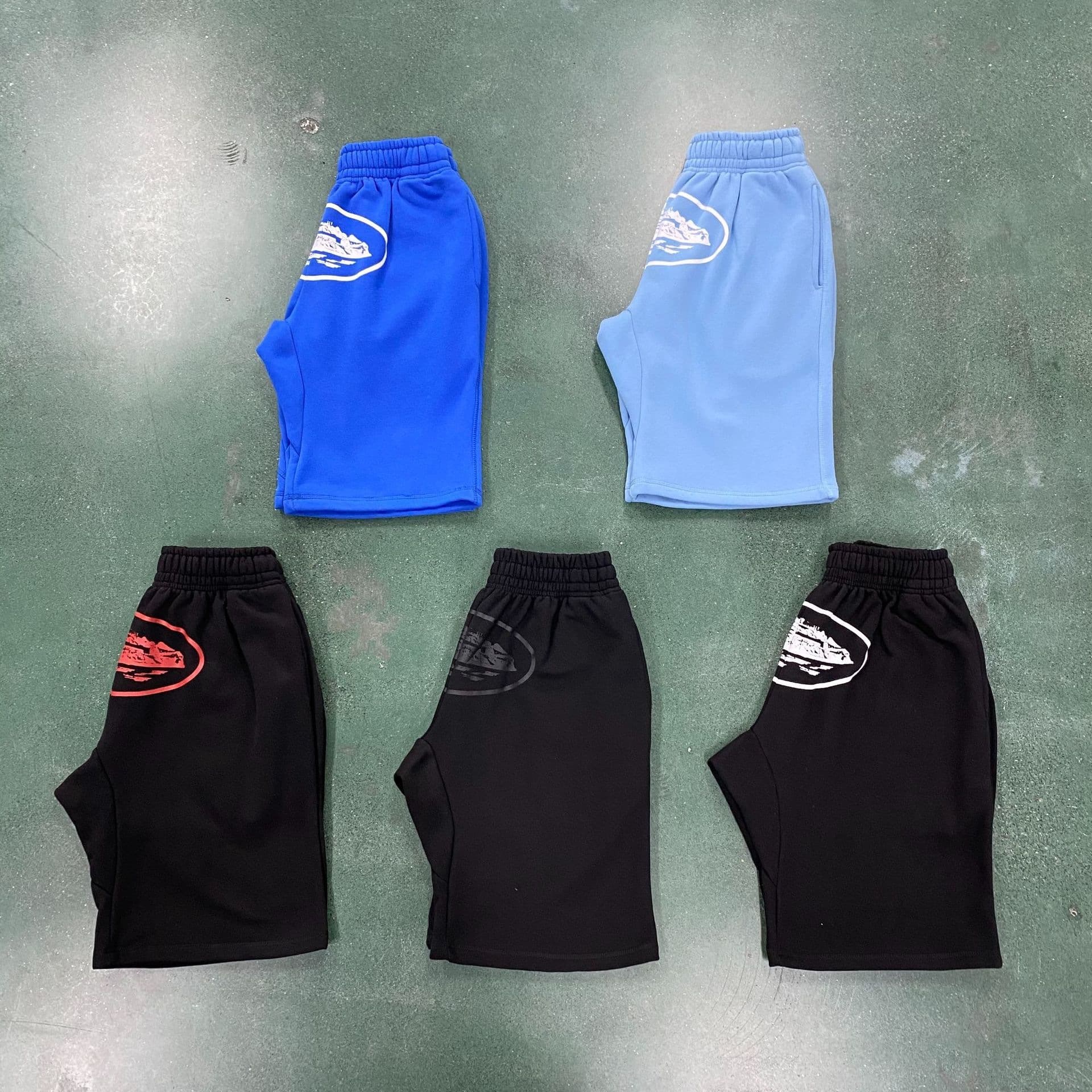 American Street Hip-Hop Print Knit Shorts Men Summer Loose Five-Point Mid-Length Pants Trendy Casual Pants Wholesale