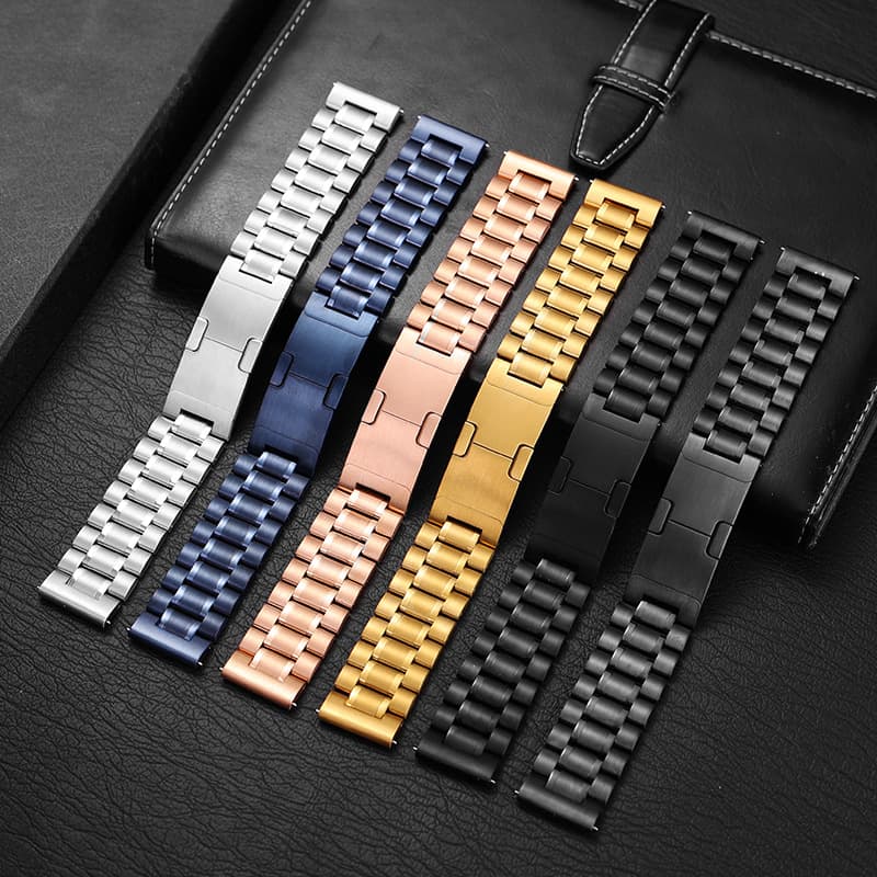 Compatible with Huawei GT6 Watch Strap Button Style Five-Bead Solid Metal Band Watch Samsung Xiaomi Cross-Border