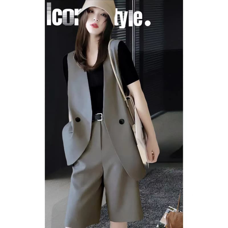 【6671】Summer Suit Set for Women 2026 Vest Set New Style Flattering Fashionable Shorts Age-Defying Two-Piece Set