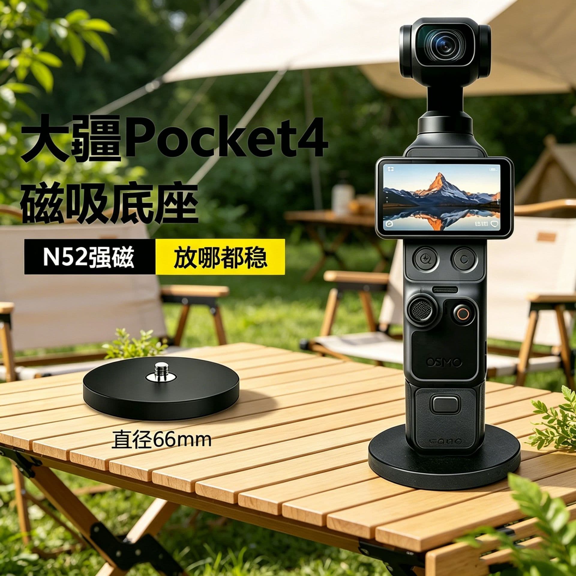 Action Camera Gimbal Car Strong Magnetic Mount Phone Holder DJI Pocket 4/3 Magnetic Base
