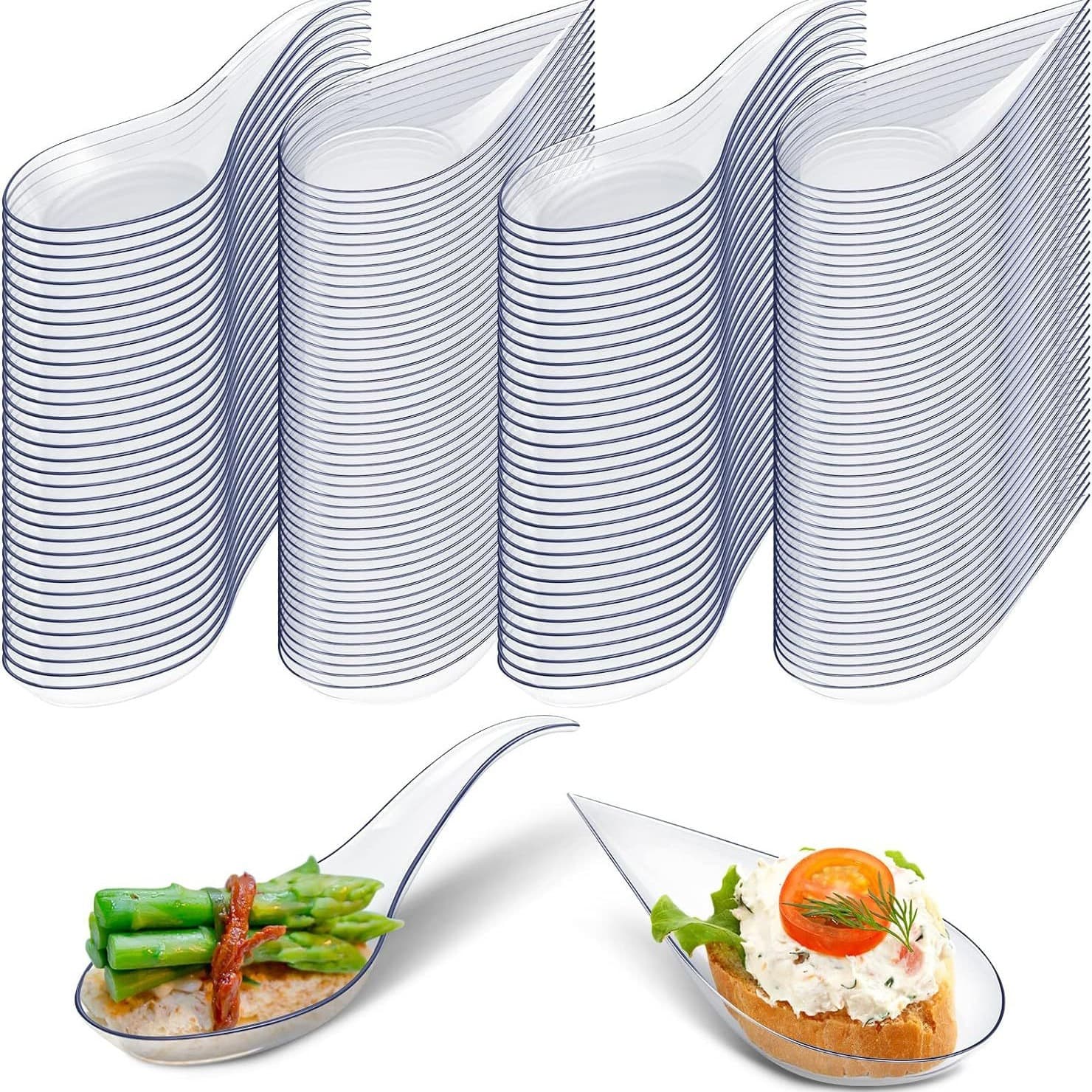 Amazon's Hottest Transparent Disposable Dessert Mini Teardrop Plastic Spoon Appetizer Tasting Plastic Asian Spoon