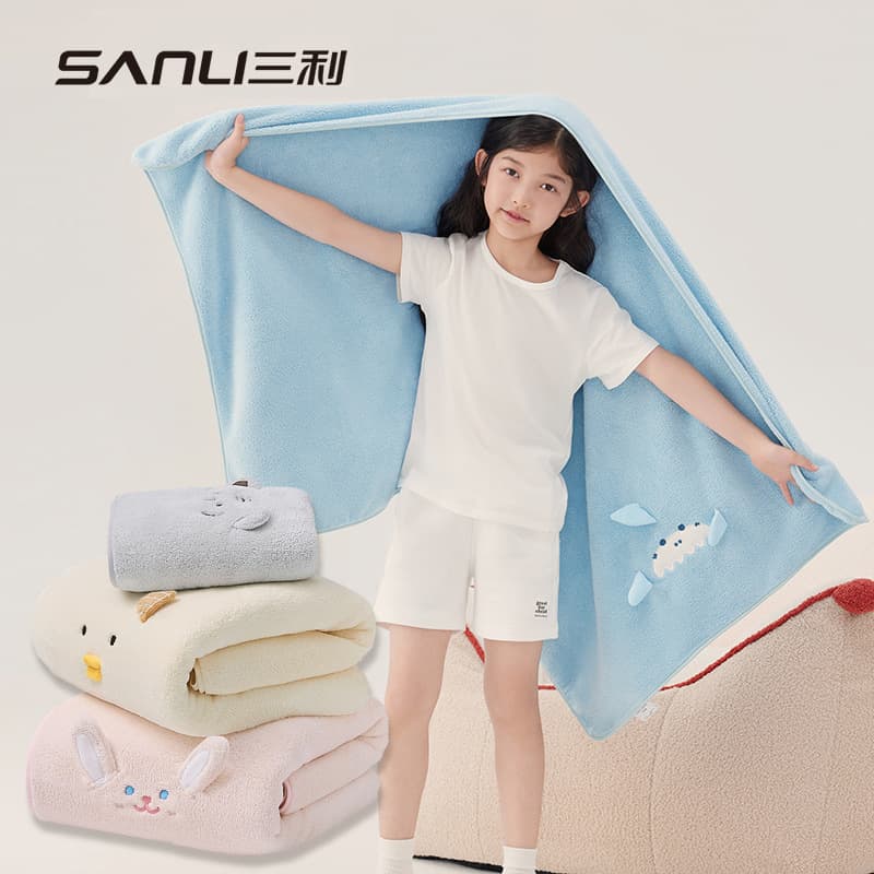 Sanli Towel Coral Fleece Bath Towel Baby 3D Cartoon Bath Towel Adult Bath Towel Children's Bath Towel Embroidered Bath Towel
