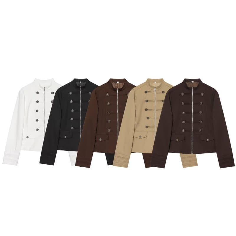 PB&ZA Cross-Border European and American Women's Fashion 2026 Trendy Versatile Elegant Stand Collar Button Blazer Jacket 2790498