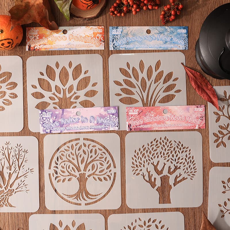 【Linjian Chihui】Drawing Template Cross-Border Big Tree Series Hand-Copy Template Hollow Painting Tool