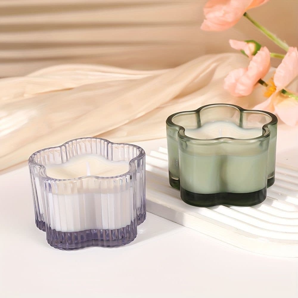 Vertical Grain Glass Candle Holder Simple Smooth Petal Cup Home Decorative Ornament Aromatherapy Fragrance Wholesale Scented Candle Cup