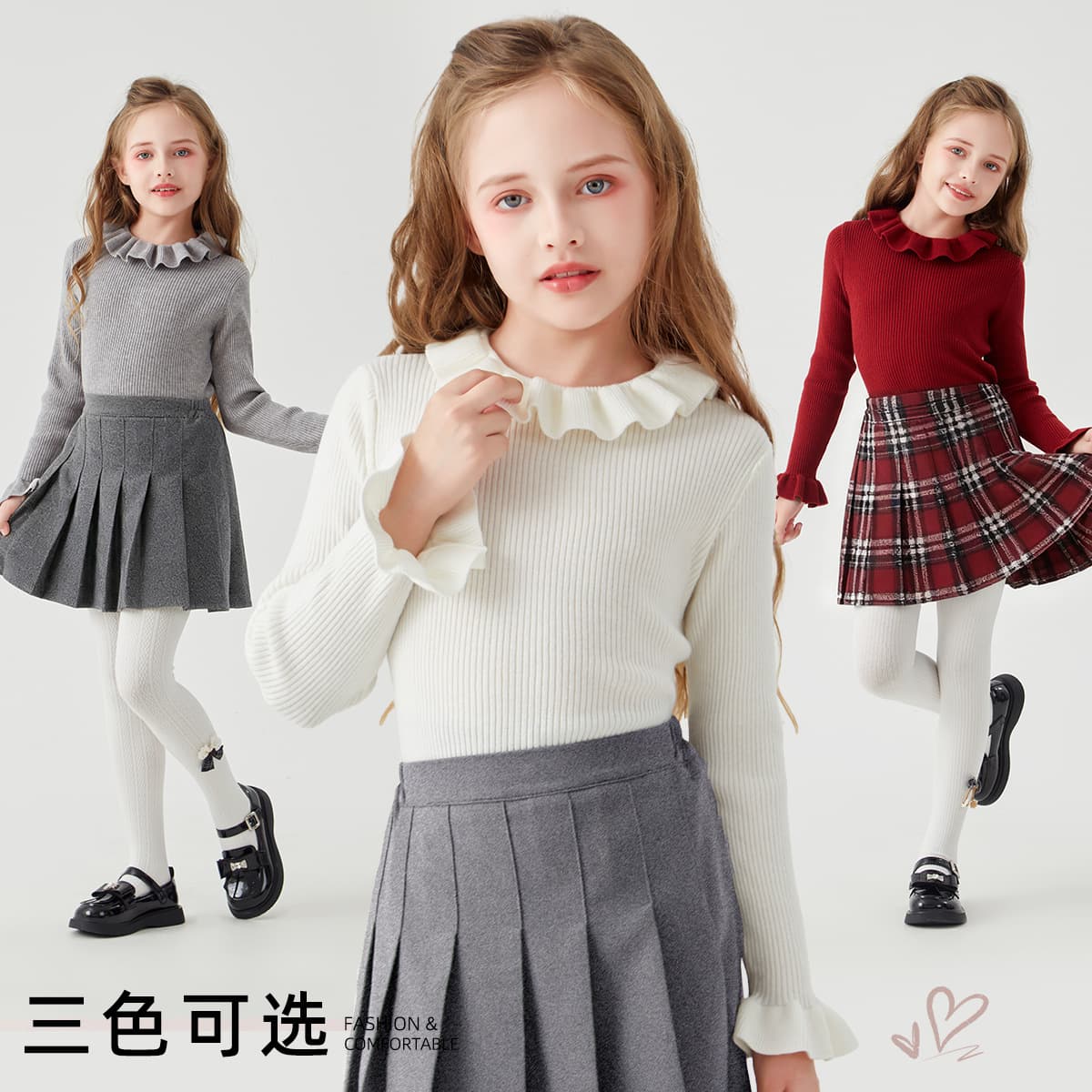 Disney Autumn/Winter Children's Sweater New Girls Turtleneck Sweater Student Base Layer Knitwear Warm