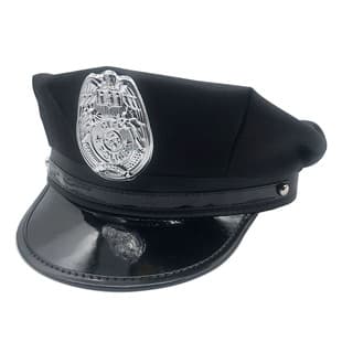 Octagonal Police Hat Black Eagle Badge Children's Pretend Play Police Costume Role-Playing Female Police Hat