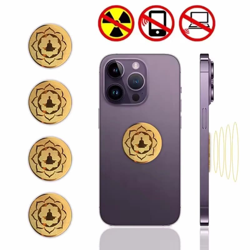5G EMF Protection Meditation Pattern Anti-Radiation Phone Sticker 24K Metal Energy Sticker Factory Wholesale