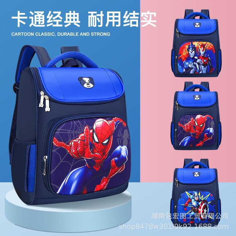 Elementary school boy backpack, grades 1-6, Korean style, trendy, lightweight and casual backpack.